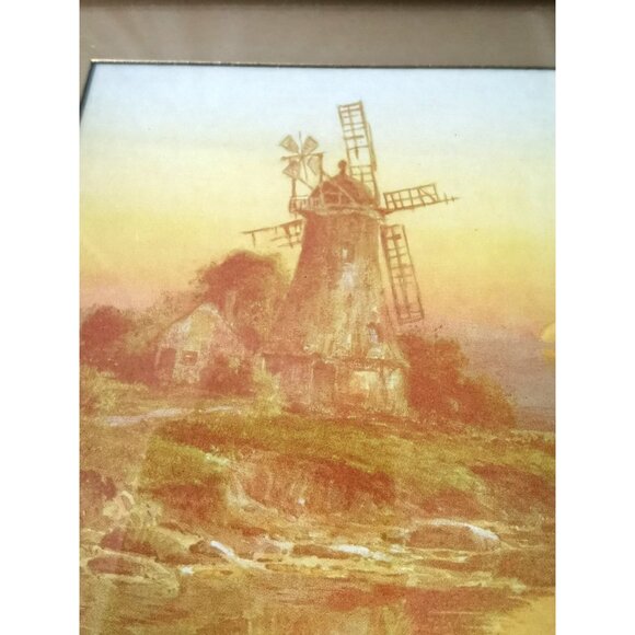 VINTAGE Normill Print "The Broken Mill" #4134 Made in England Mid-Century Framed - Picture 5 of 10